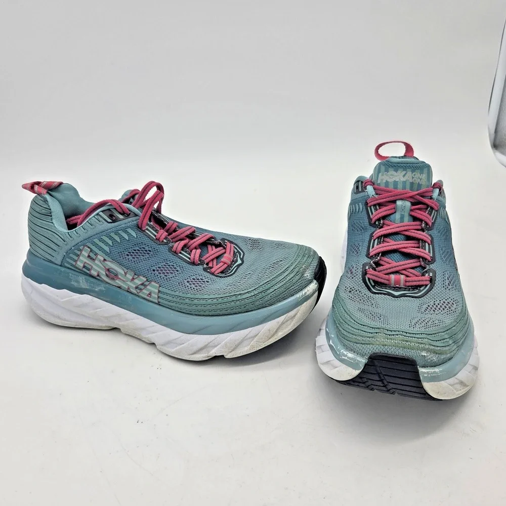 Hoka One One Bondi 6 Shoes Womens Size 6.5 Teal Green Pink Running 1019270 CGSL